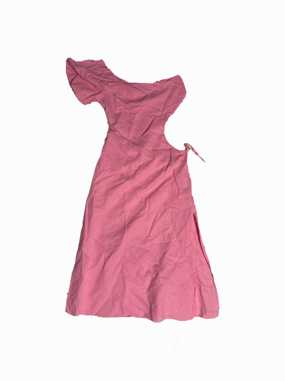 The Vintage Shop Pink One-Shoulder Tie-Side Midi Dress